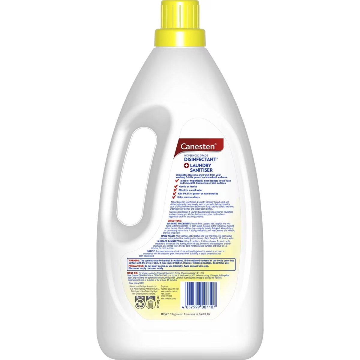 Canesten Laundry Liquid, Household Disinfectant and Laundry Sanitiser, Lemon, 2L
