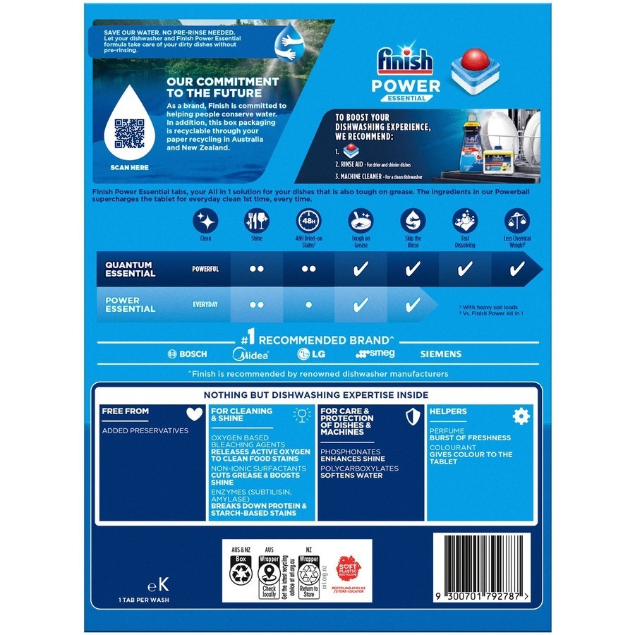 Finish PowerBall Power Essential Dishwasher Tablets Lemon 80 Pack Power Ball