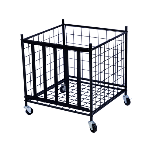 Wheeled Ball Storage Rolling Cart Black Basketball Toys Sports Equipment