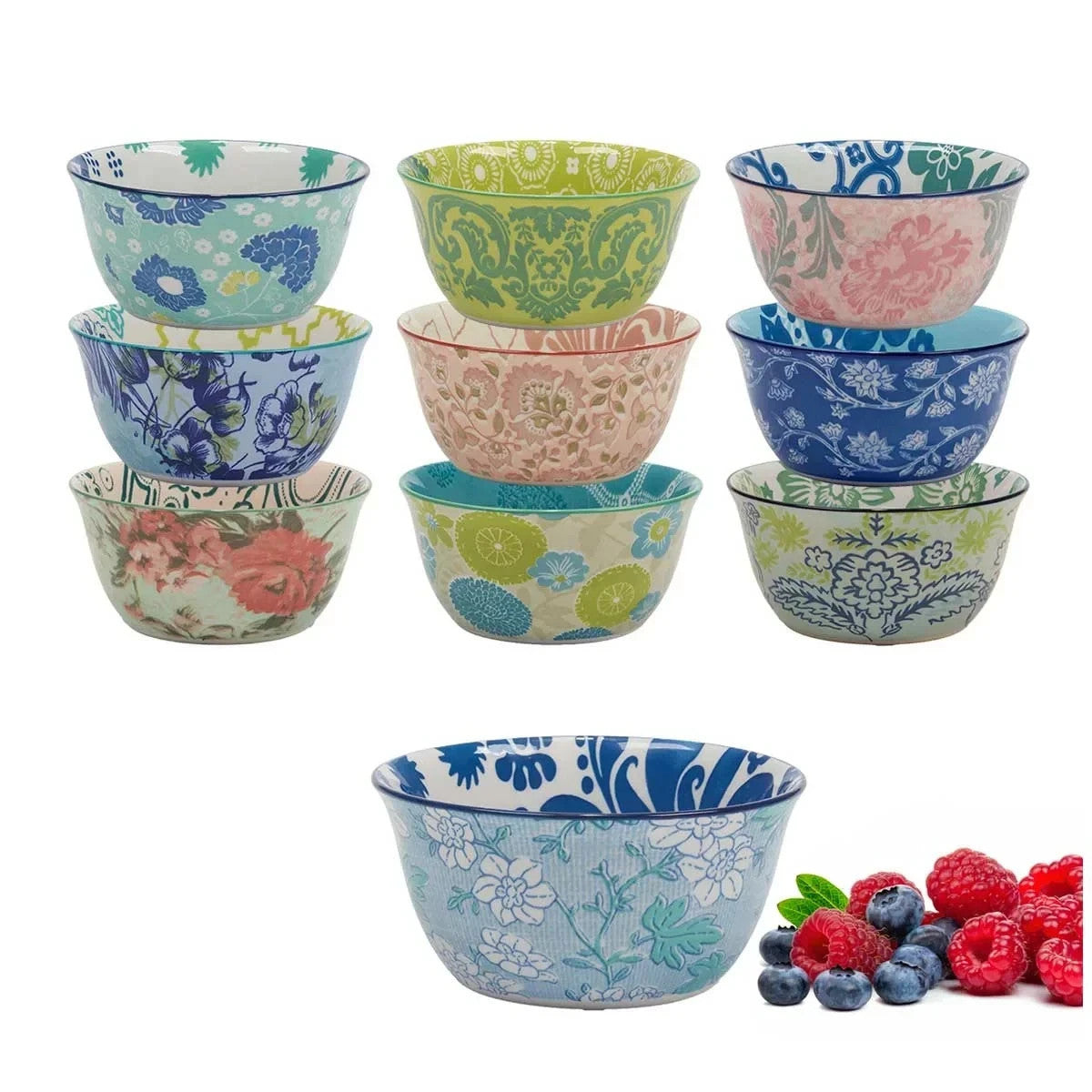 Certified International Provence Stoneware Bowls 10 Piece Set Soup Snack Dessert