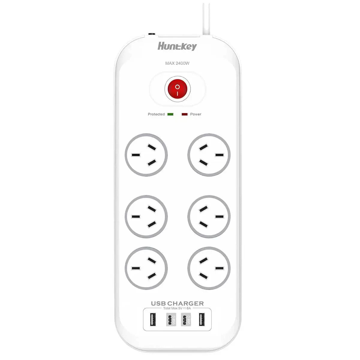 2x Huntkey 6 AC Outlets Surge Protector Powerboard 2X PD20 USB C, USB A Charger