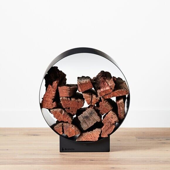 Scandia Round 450 45cm Wood Log Holder Rack Storage Ashen black