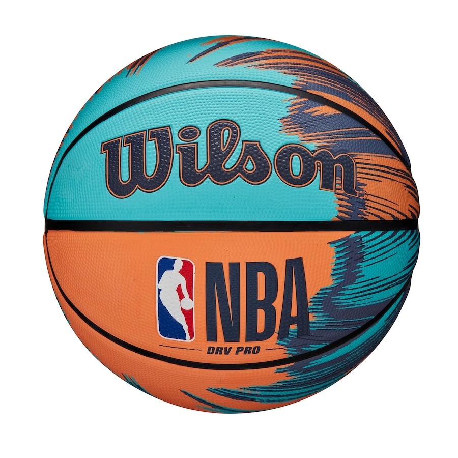 Wilson NBA DRV Plus Vibe Outdoor Basketball - Size 5 Junior - Blue & Orange