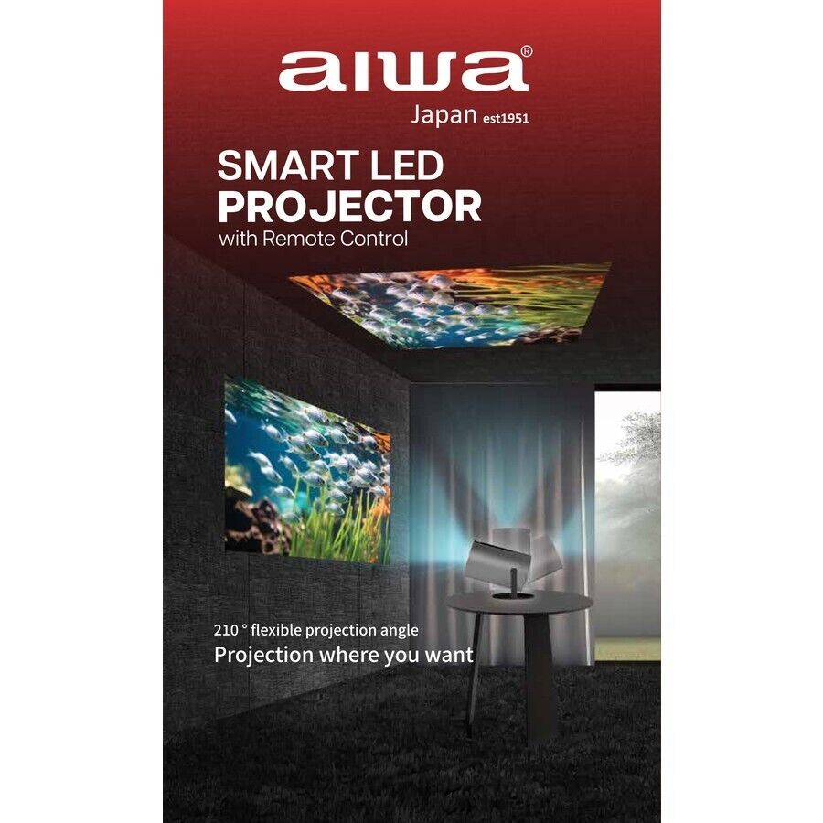 AIWA Smart HD LED Projector WiFi Bluetooth HDMI USB Android Office Home Theater