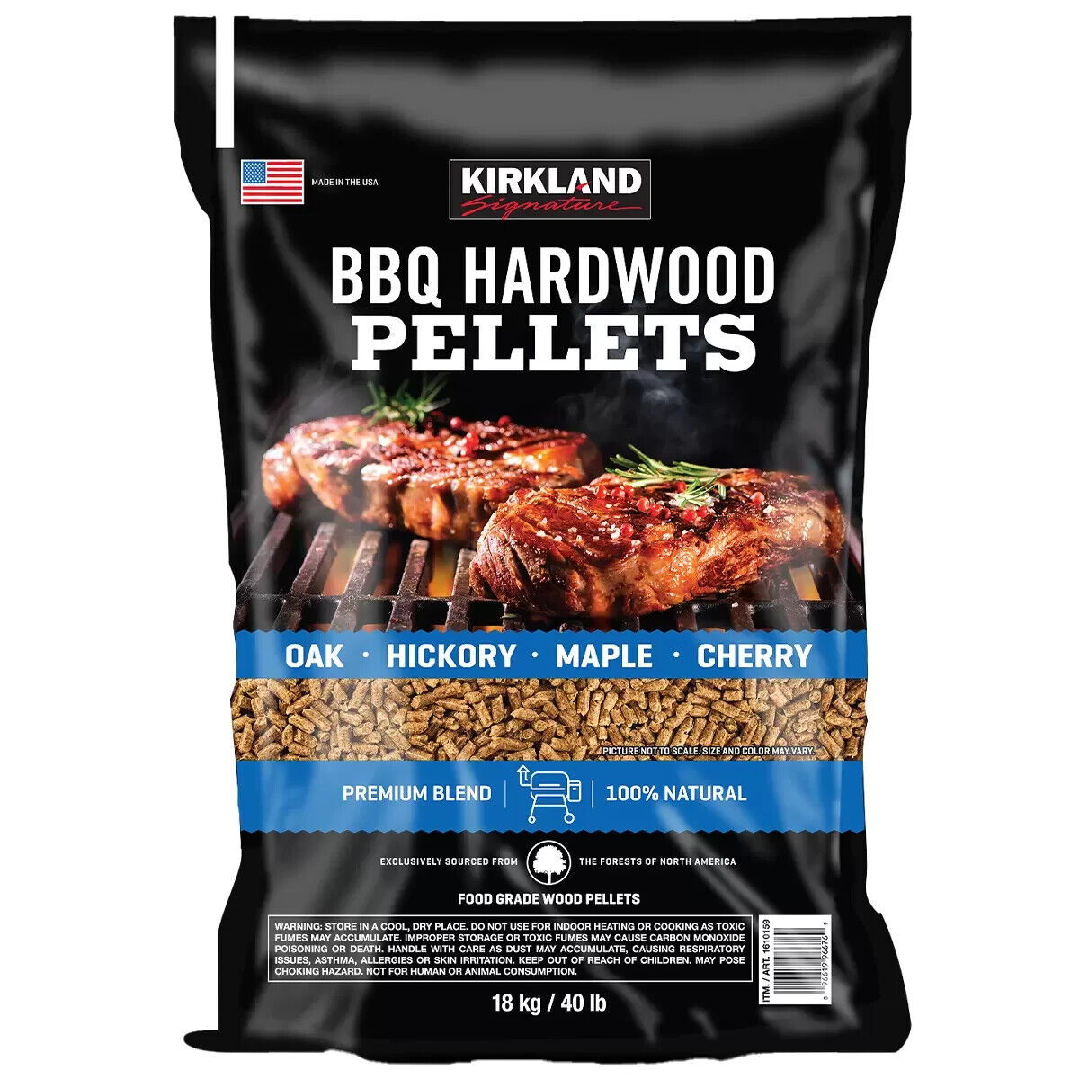 18kg Kirkland Signature Premium BBQ Hardwood Pellets Perfect for Pellet BBQs