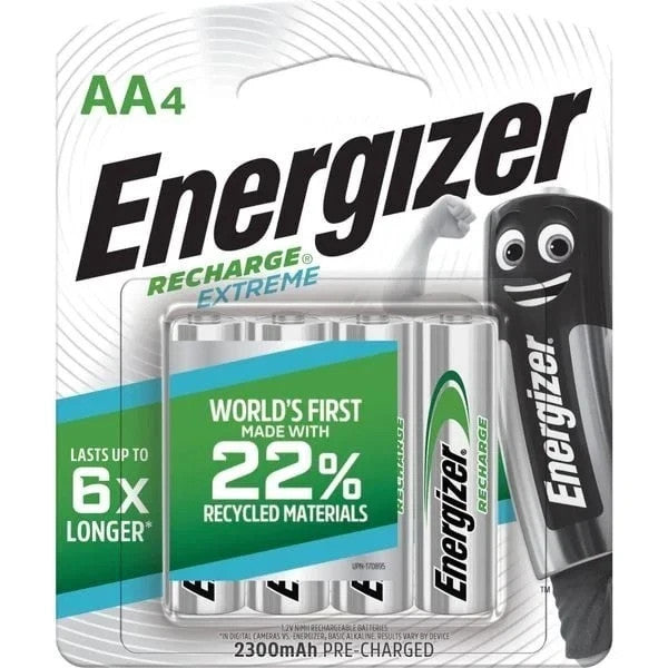Energizer Recharge Extreme Rechargeable AA Batteries 4 Pack