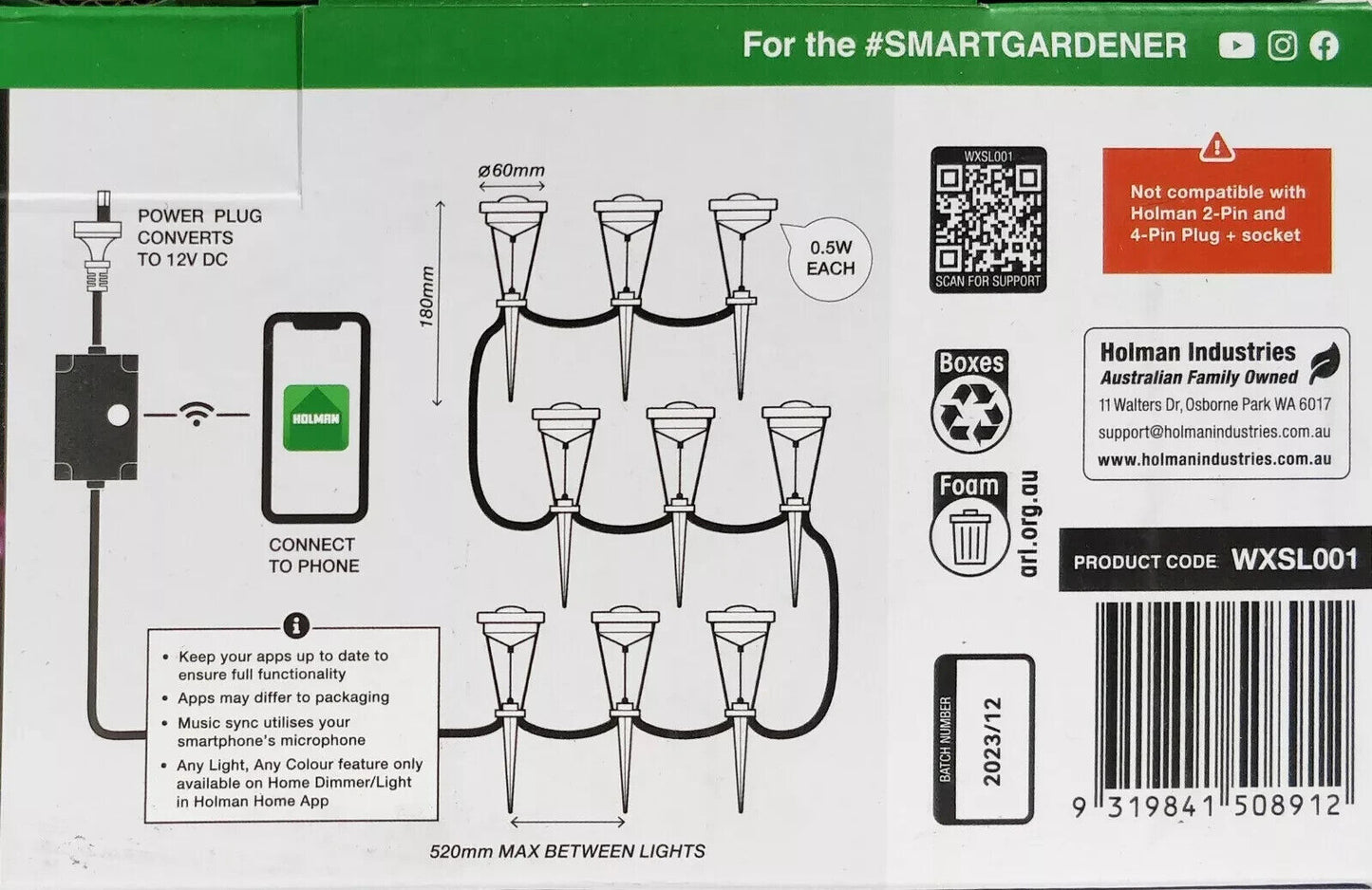 Holman 9 Pack RGB Wi-Fi Adjustable Garden Mini Spotlights Kit
