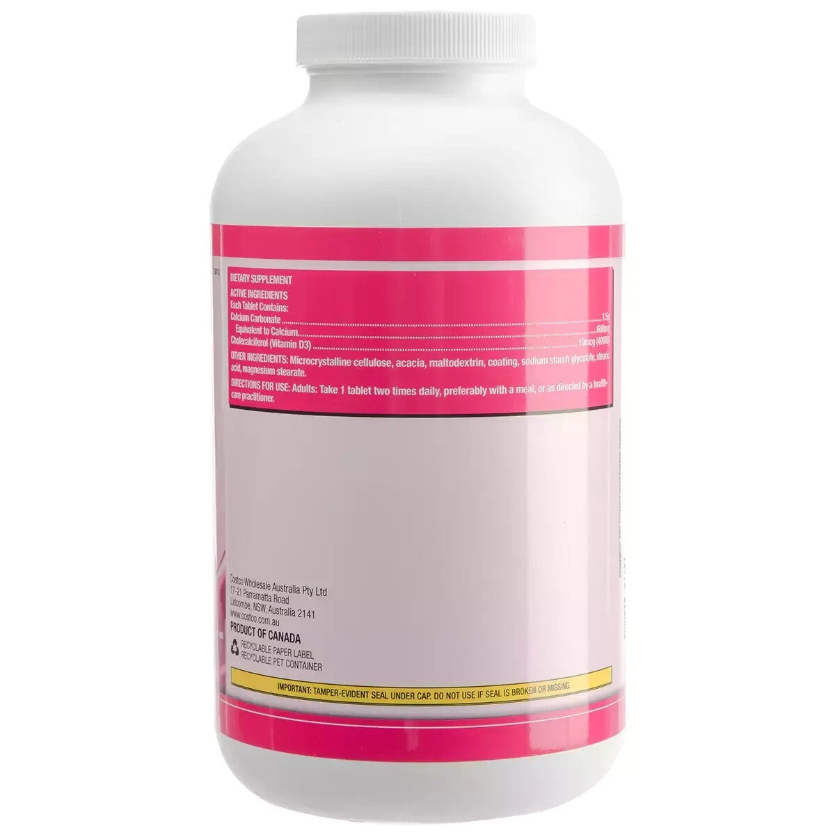 Kirkland Signature Calcium 600mg+D3, 500 Tablets for Stronger Bones and Teeths