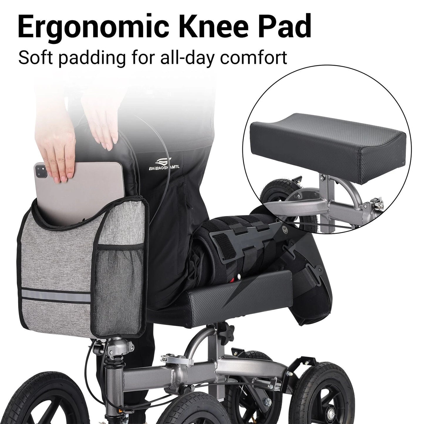 Altus Bariatric Knee Scooter Walker Foldable All-terrain 12 Inch Pneumatic Tires