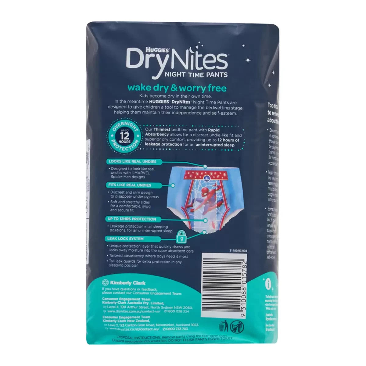 Huggies Drynites Night Time Pants for Boys Size 2-4 Years (13-20Kg) 60 Pants