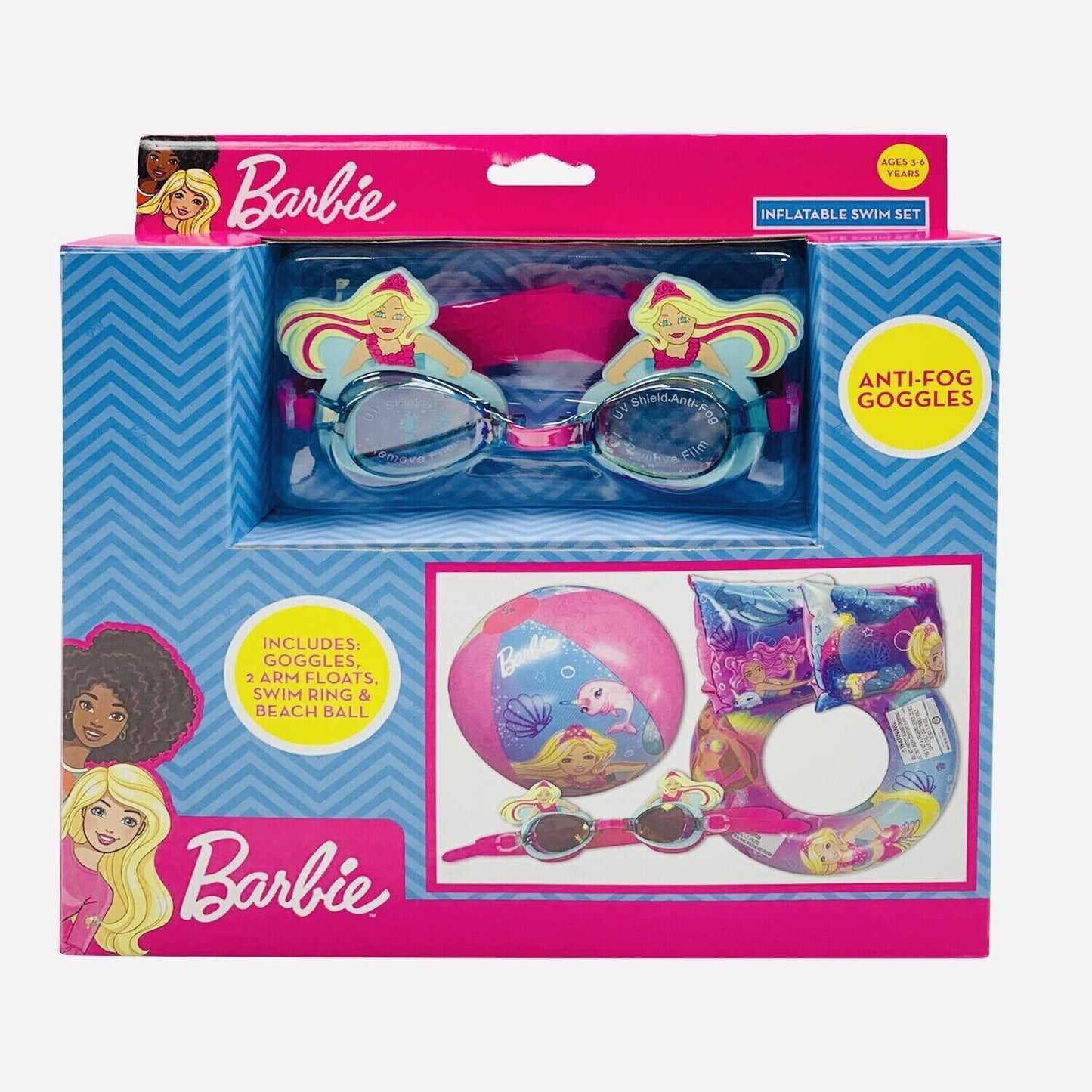 Children Anti-fog goggles Inflatable Swim Set-Barbie Ages 3-6 years