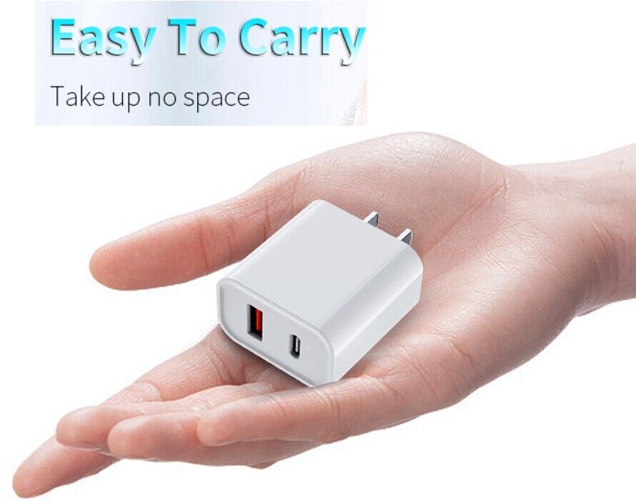 25W Dual USB Type-C Fast Wall Charger Power Adapter Plug Cable For iphone ipad