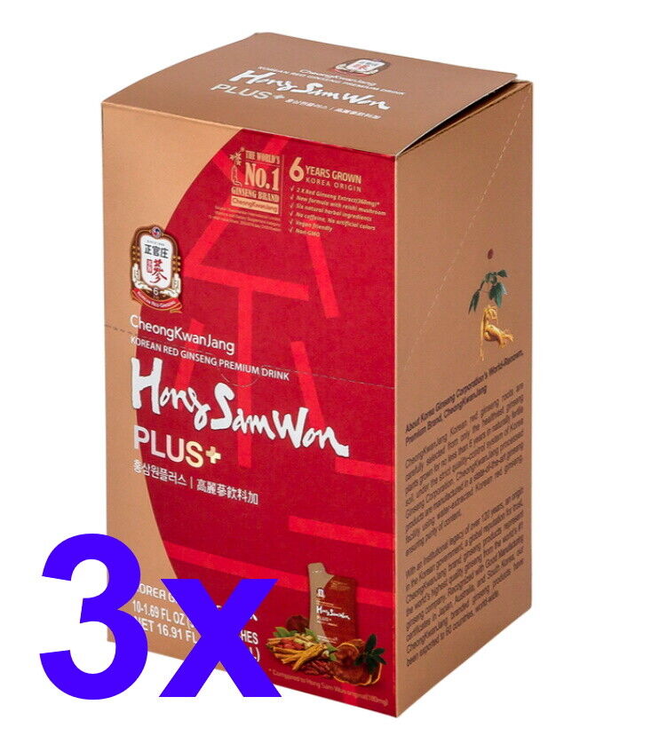 Hong Sam Won Plus Korean Red Ginseng Premium Drink Pouches 10/20/30 x 50ml