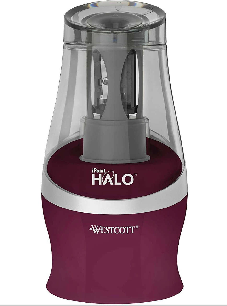 Westcott iPoint Halo Battery Powered Pencil Sharpener + 2 Replacement Blades