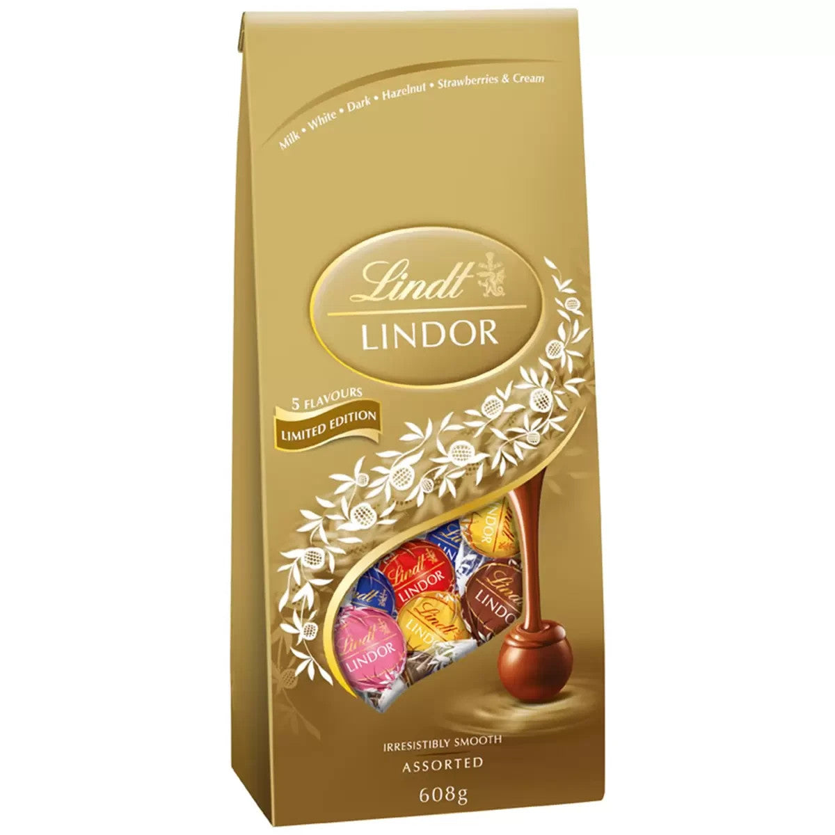 Lindt Lindor Assorted Gold Large Truffles Bag 608g Chocolate Sweets Pantry Home