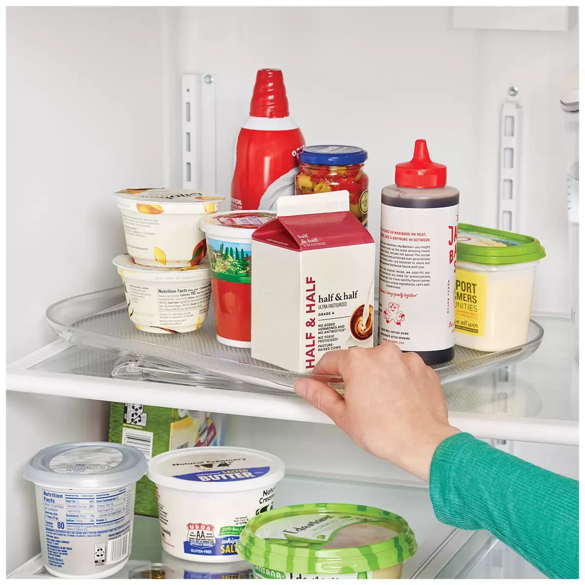 2x Polder E-Z Reach 360° Rotating Tray for Fridge & Cabinet Storage