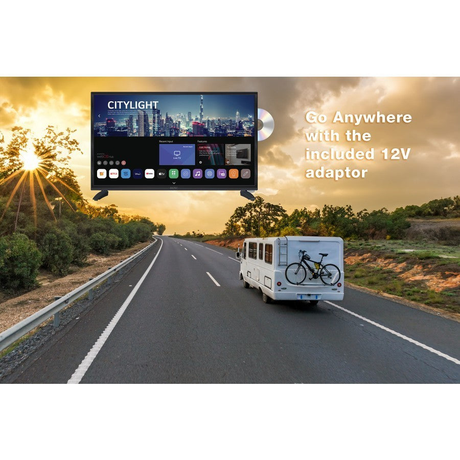 24" HD Smart TV w/ Mains and 12V Adaptor for Caravan Car Camper DVD Player WebOS