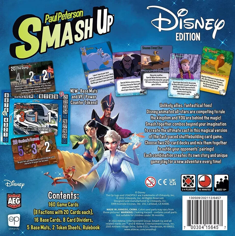Smash Up Disney Edition Deck Building Card Board Game Paul Peterson
