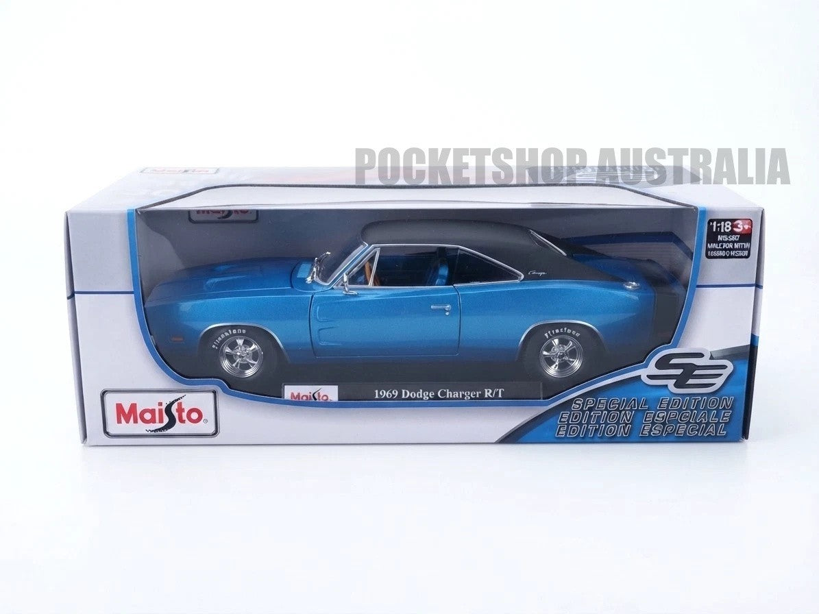 Maisto 1:18 Diecast Special Edition – 1969 Dodge Charger R/T (Blue)