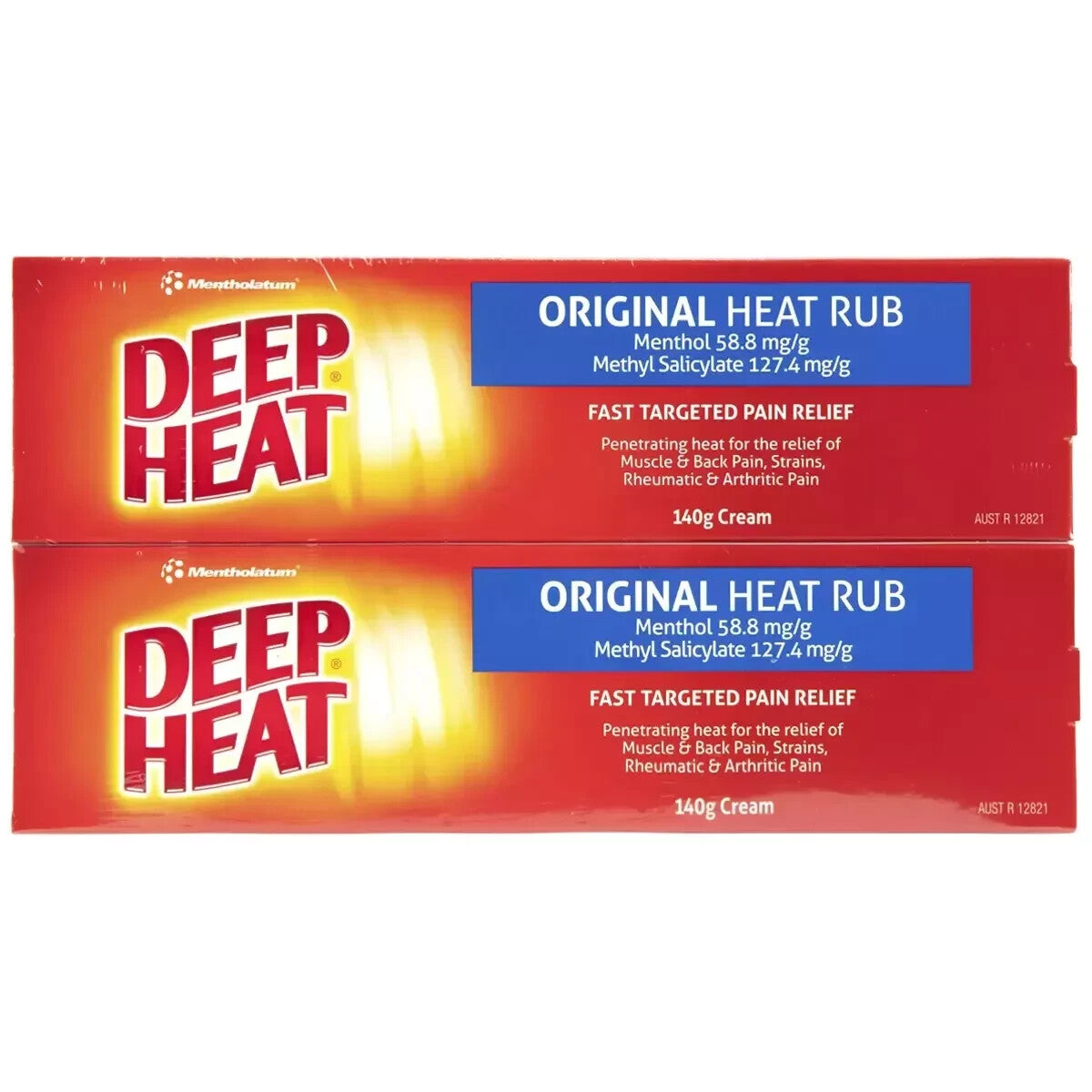 2x 140g Deep Heat Original Heat Rub Cream Fast Targeted Pain Relief