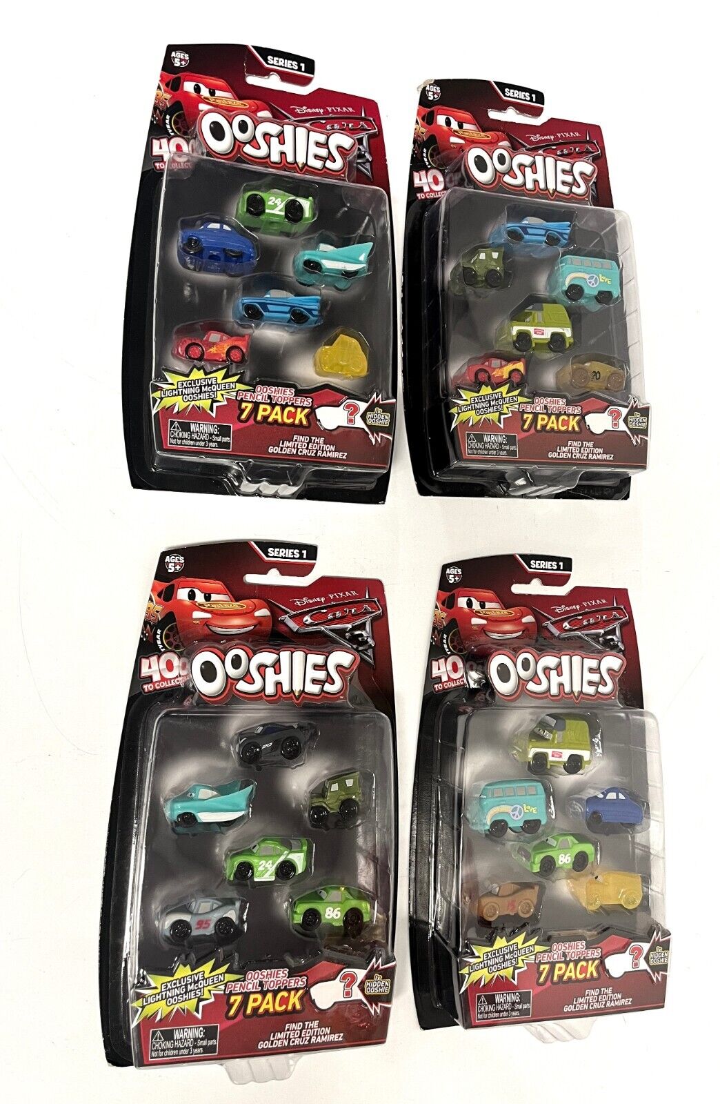 Set of 4 Pack x 7 Ooshies Disney Cars Figures Models (Total 28 Unit) Collector