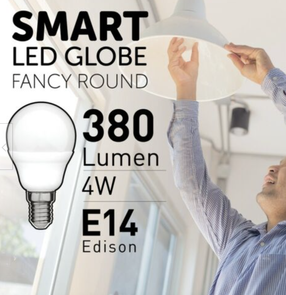 Arlec Grid Connect Smart LED Globe Warm White Fancy Round E14 380L GLD064HA NEW