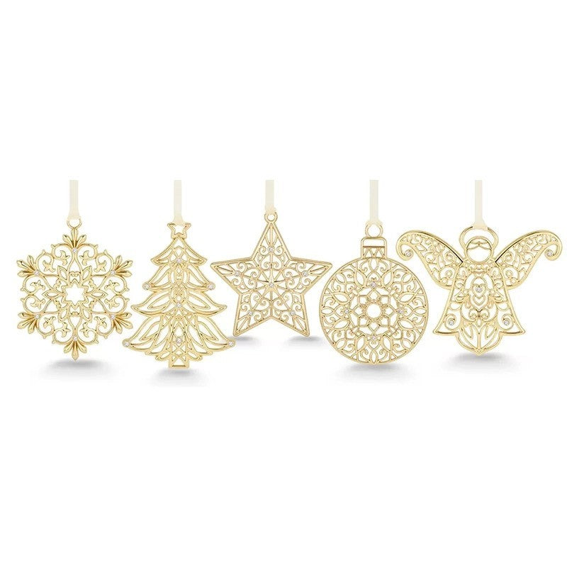 Mestige Luxury Christmas Tree Ornaments 5 Piece Swarovski Crystal Elements GOLD