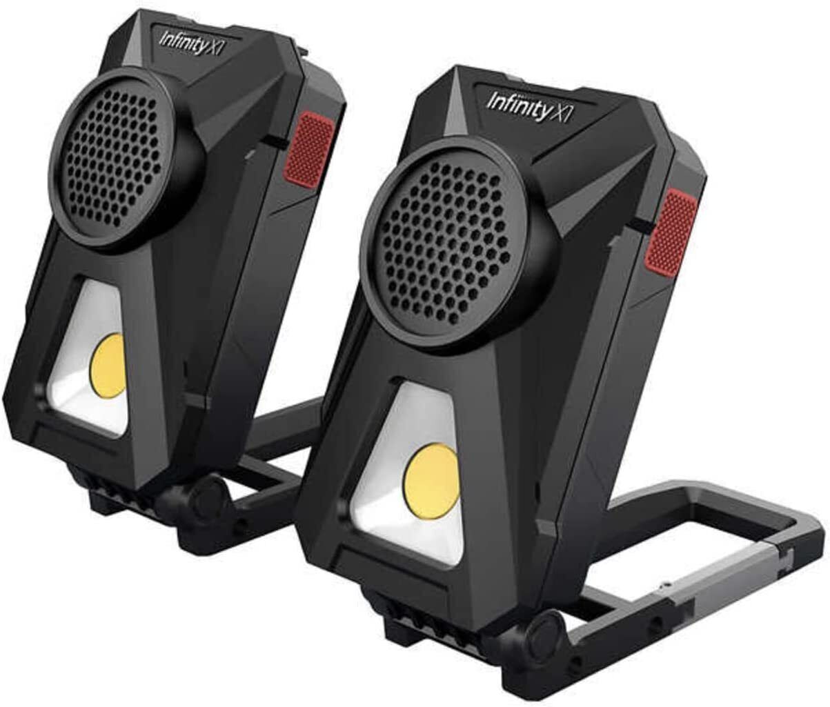 Infinity X1 700Lumen Rechargeable Work Lights with Bluetooth Stereo Speakers 2pc