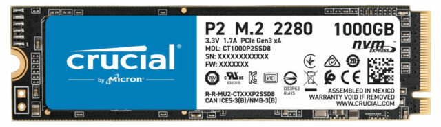 1TB Crucial P2 M.2 NVMe PCIe Internal SSD CT1000P2SSD8 for Laptop PC