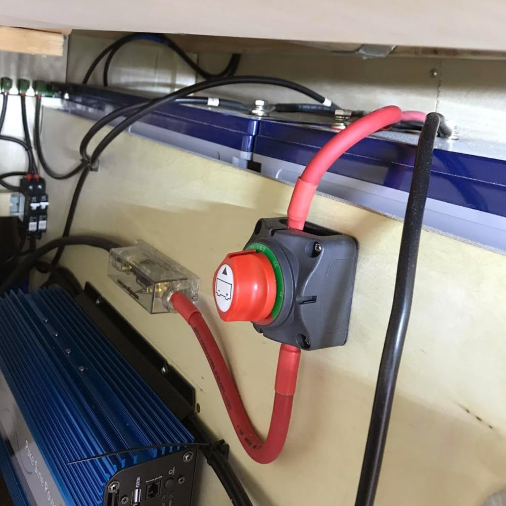 High Current Battery Switch, 12-48 V Battery Master Cut Disconnect Switch Isolator for Marine Boat, Ship, Yacht, RV, Truck (On/Off, High Current)