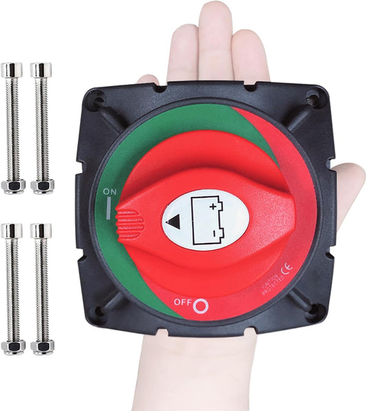 High Current Battery Switch, 12-48 V Battery Master Cut Disconnect Switch Isolator for Marine Boat, Ship, Yacht, RV, Truck (On/Off, High Current)