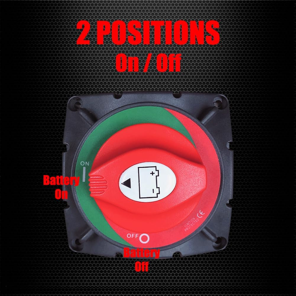 High Current Battery Switch, 12-48 V Battery Master Cut Disconnect Switch Isolator for Marine Boat, Ship, Yacht, RV, Truck (On/Off, High Current)