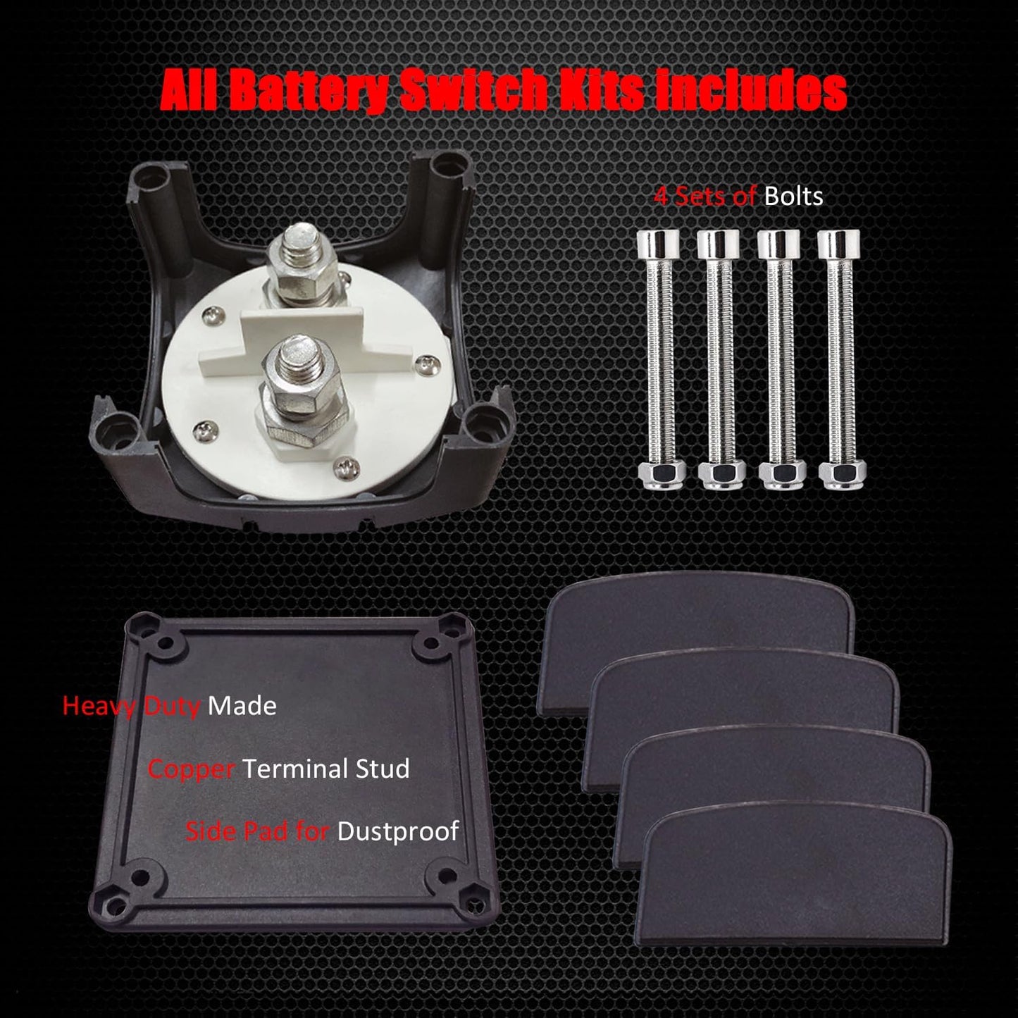 High Current Battery Switch, 12-48 V Battery Master Cut Disconnect Switch Isolator for Marine Boat, Ship, Yacht, RV, Truck (On/Off, High Current)