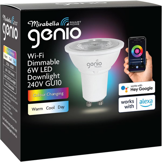 Mirabella Genio Wi-Fi Dimmable 6W LED Downlight 240V GU10