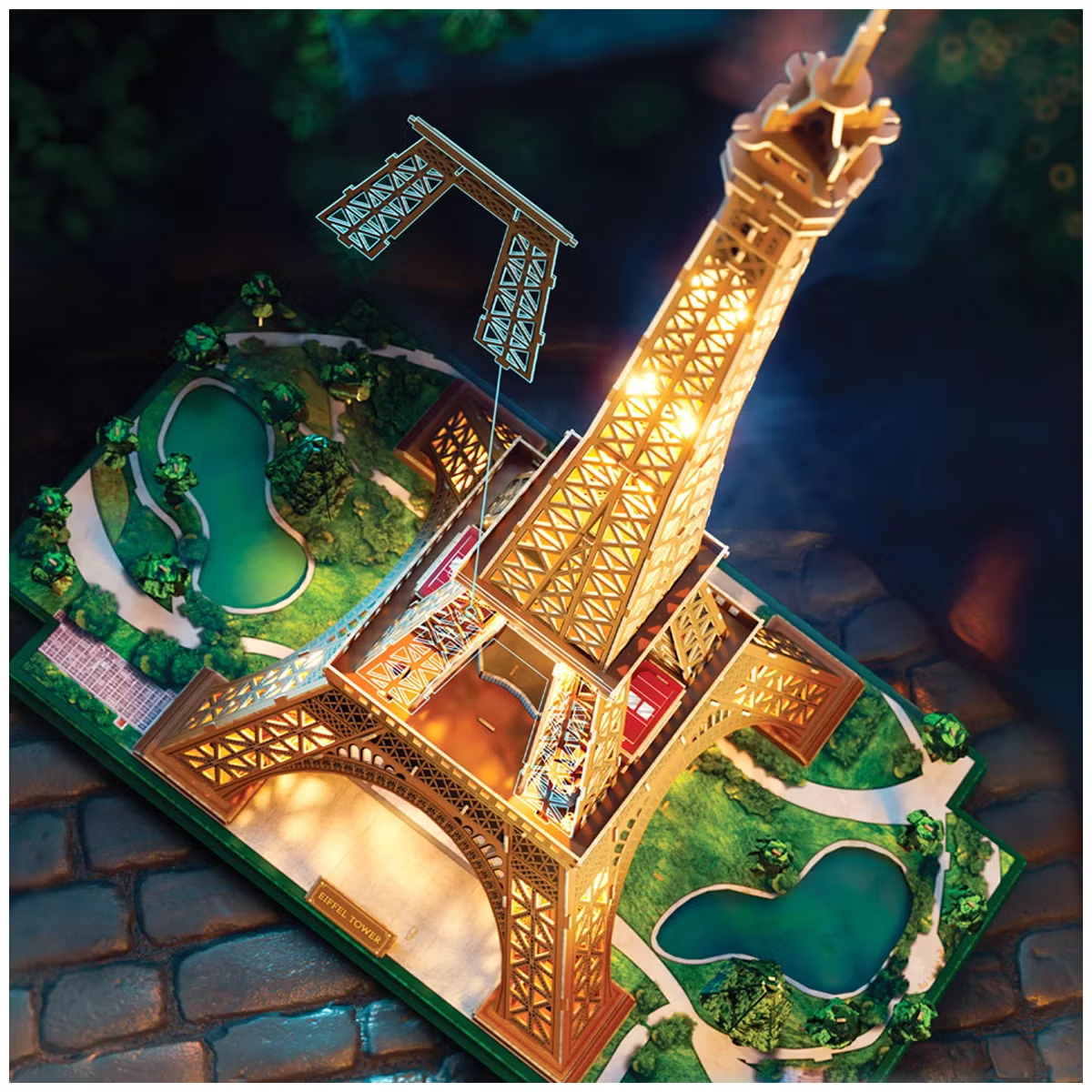 90CM 4D Build Eiffel Tower 3D Puzzle Model Kit LED Lights 252 Pieces 6077962