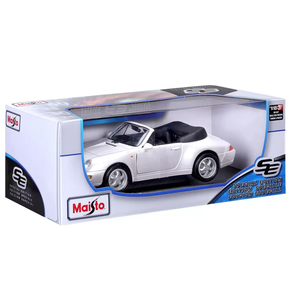 Maisto 1:18 Porsche 911 Carrera Convertible Pearl White Die Cast Toy Diecast Car