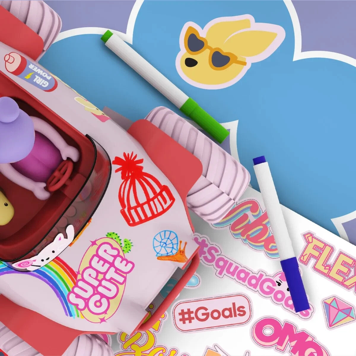 Sharper Image Pixie Cruiser Doodle 13 Piece Customisable RC Car + Markers DIY