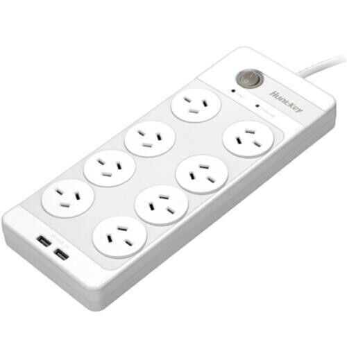 Huntkey SAC804 8-Outlet Surge Protected Powerboard with Dual 5V 2.1A USB