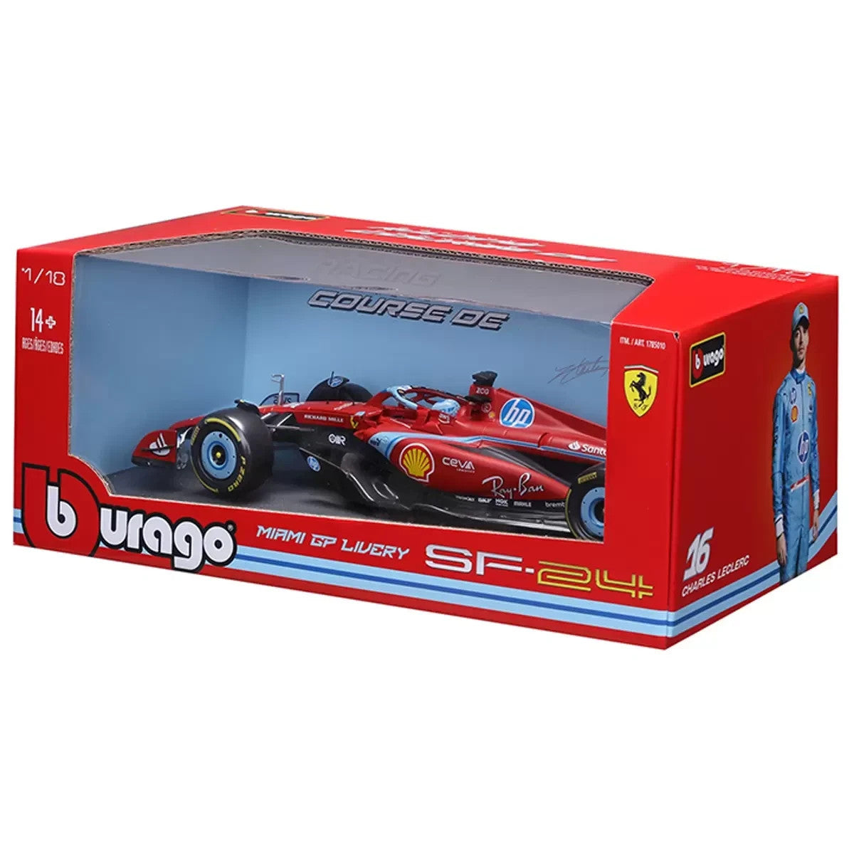 Maisto 1:18 Scale Formula 1 Diecast Cars Ferrari SF-24 2024 Miami Charles Lecler