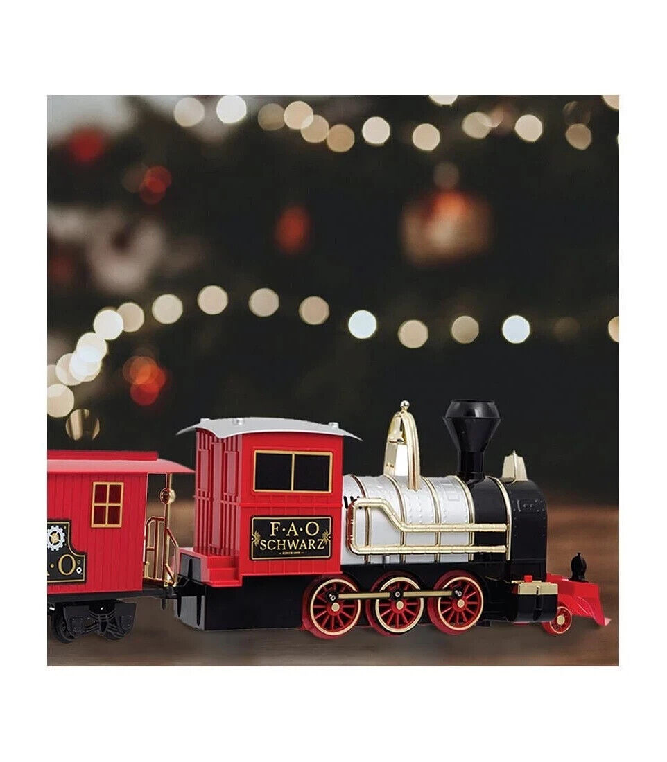 Fao Schwarz Motorized Train Set Rail Track with Real Lights  Sounds 34-Piece