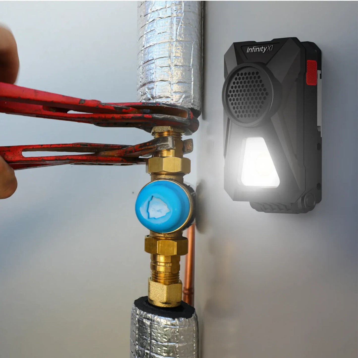 Infinity X1 700Lumen Rechargeable Work Lights with Bluetooth Stereo Speakers 2pc