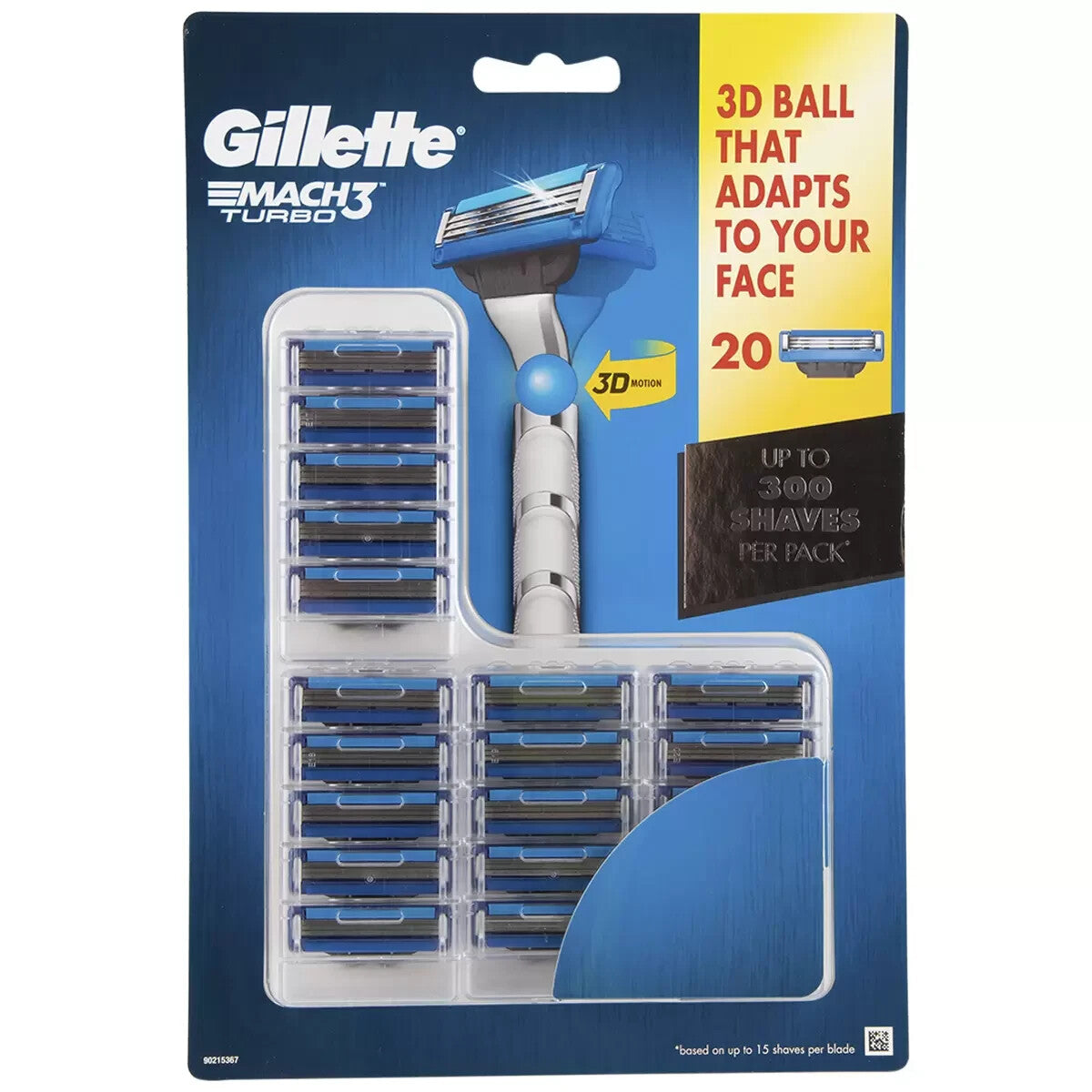 Genuine GILLETTE MACH3 TURBO 20 BLADE PACK Replacement Cartridges Refill