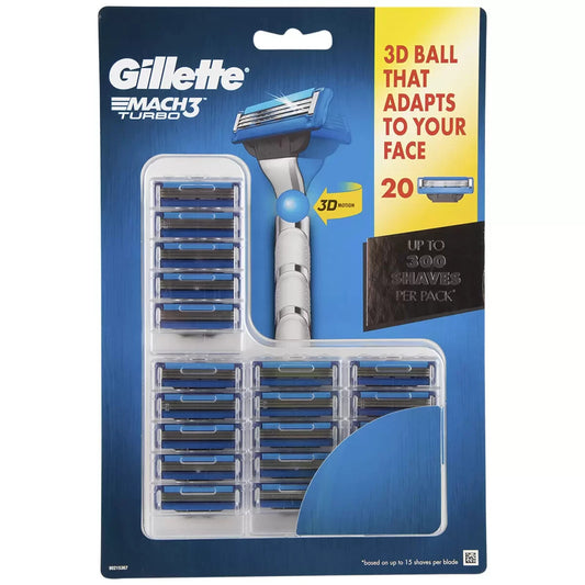 Genuine GILLETTE MACH3 TURBO 20 BLADE PACK Replacement Cartridges Refill