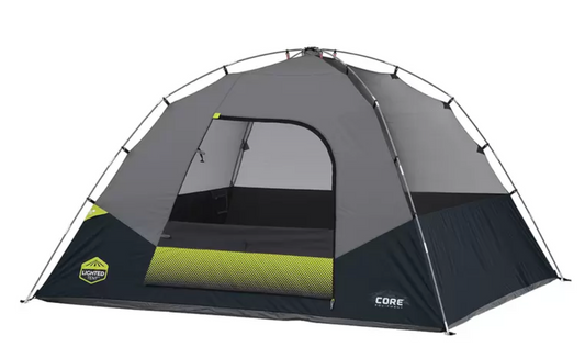 CORE 6 Person Lighted Blockout Tent with Full Rainfly