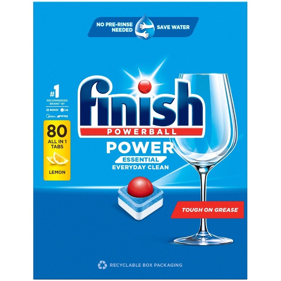 Finish PowerBall Power Essential Dishwasher Tablets Lemon 80 Pack Power Ball