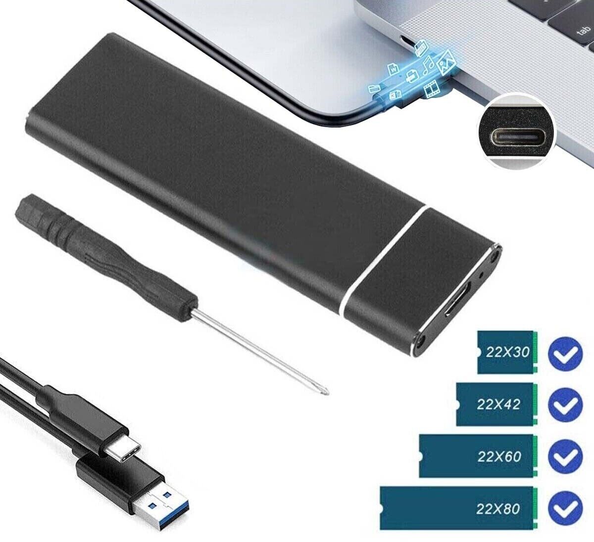 Aluminum USB 3.2 To M.2 NVMe SSD External Enclosure Storage Case Box USB-C Drive