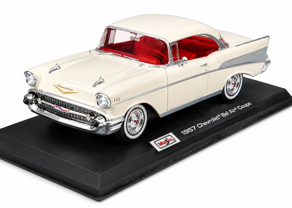 Maisto 1:18 Diecast Special Edition – 1957 Chevrolet Bel Air Coupe Cream White
