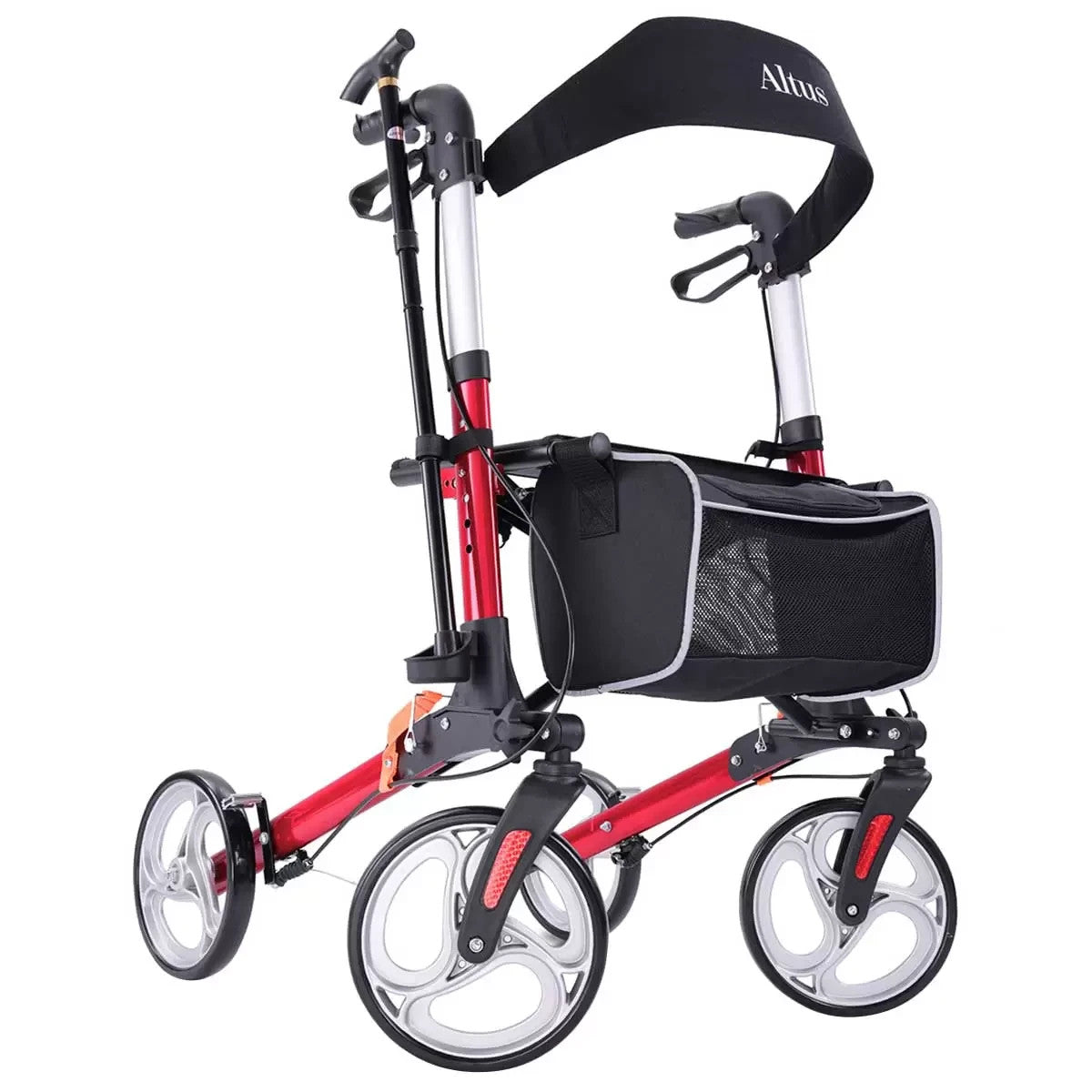 Altus Deluxe Euro Style Walker Rollator 10 Inch Wheel Red