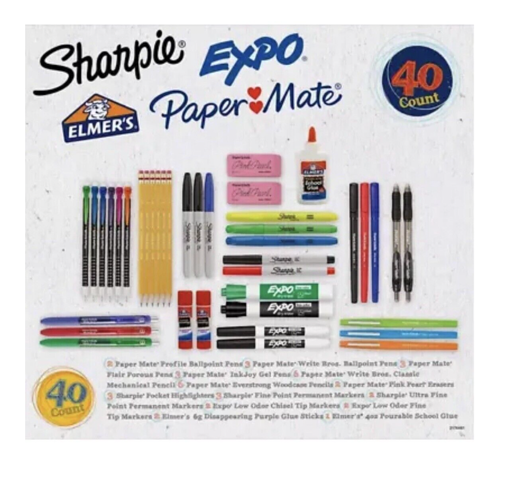 Sharpie Expo Paper Mate Elmers Back To School Essentials 40 Count