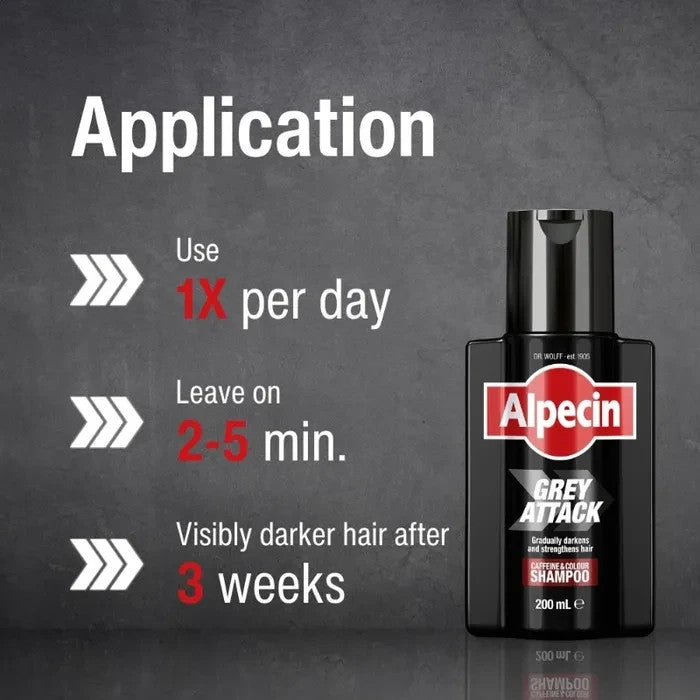 4X Alpecin Grey Attack Caffeine Colour Shampoo 200ml Anti-Grey & Hair Strengthen